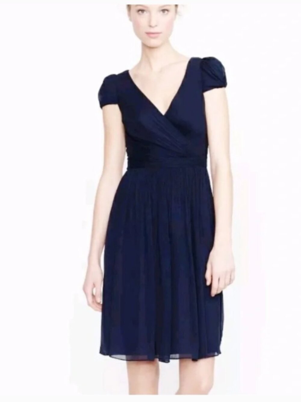 J. Crew Mirabelle navy blue silk chiffon formal mini dress 2